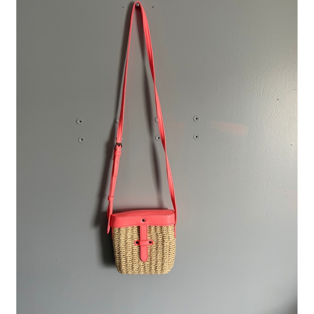 Target Woven Straw Crossbody Bag Peach Faux Leather F16979622 Summer Boho